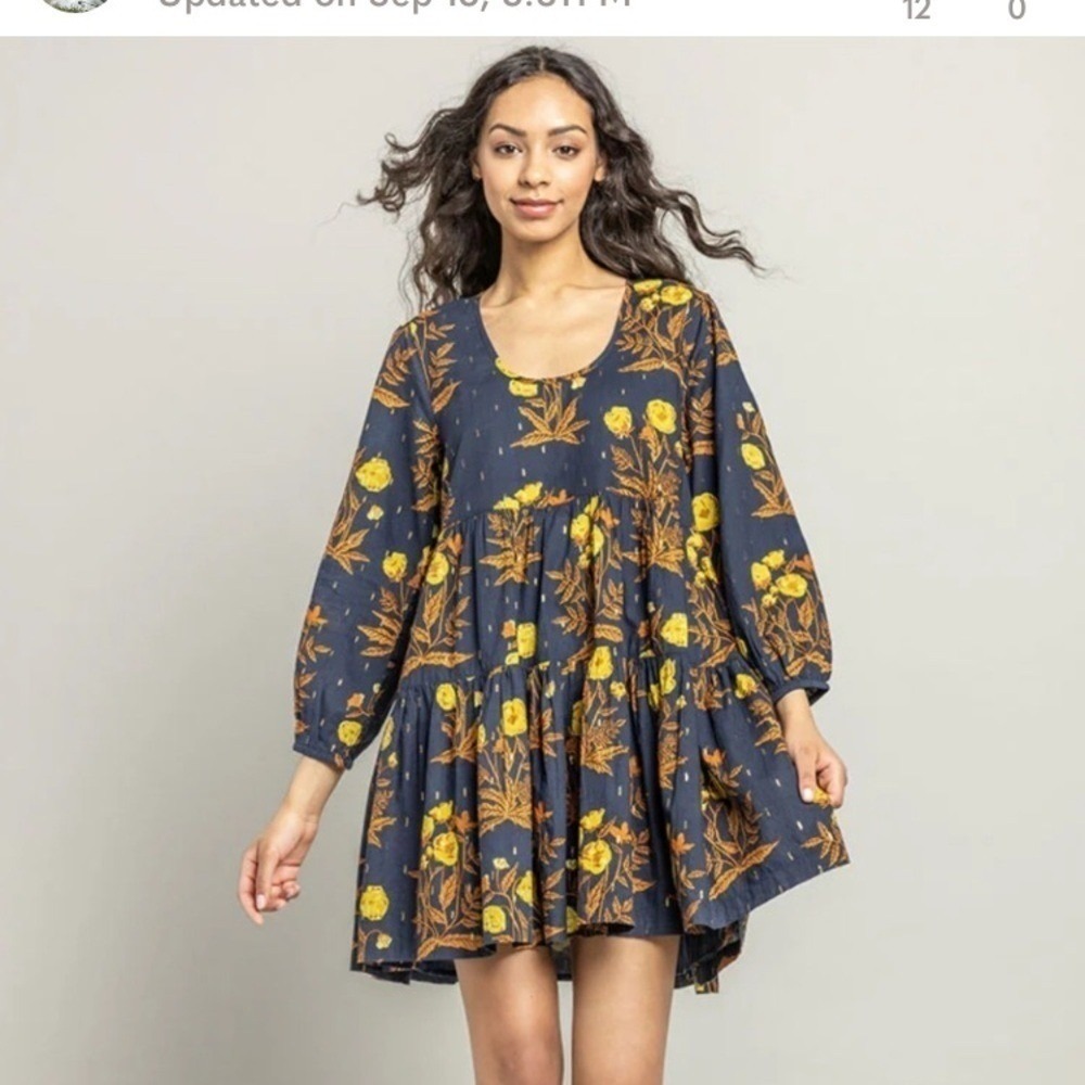 Pink Chicken New York Women's Michelle Dress in Navy Poppy Gold Floral size S